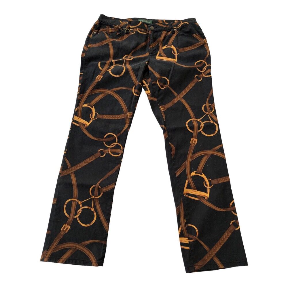 Ralph Lauren LRL Jeans Co Women's 16 Bridle Belting Equestrian Black EUC!